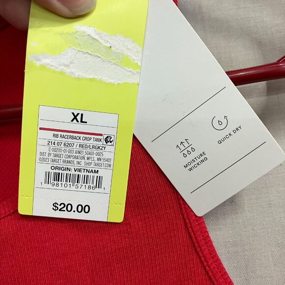 All In Motion Women's XL Red Rib High Neck Racerback Cropped Tank Top Slim Fit - Picture 7 of 13